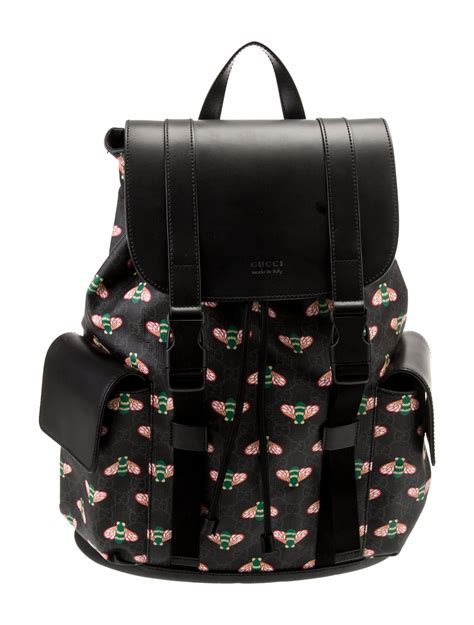 Gucci Bestiary Backpack With Bees GG Supreme Black 